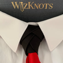 Load image into Gallery viewer, Eldredge Knot Black and Red Slim Tie
