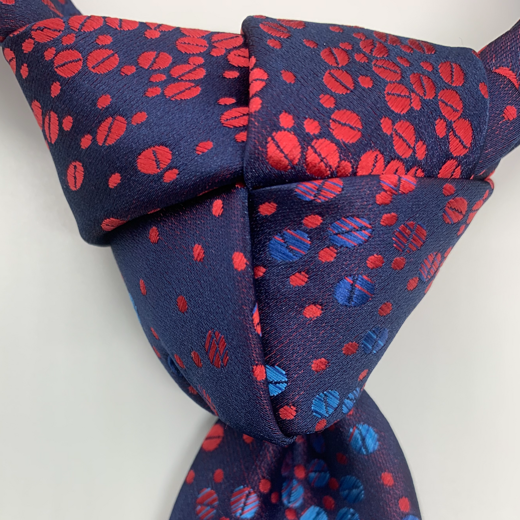 Truelove Soie Blue/Red circles iridescent Slim Tie