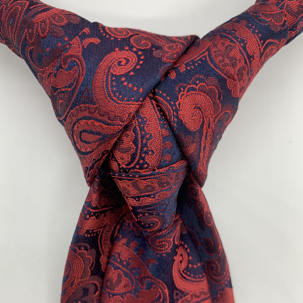 Merovingian Soie Blue/Red Paisley Slim Tie