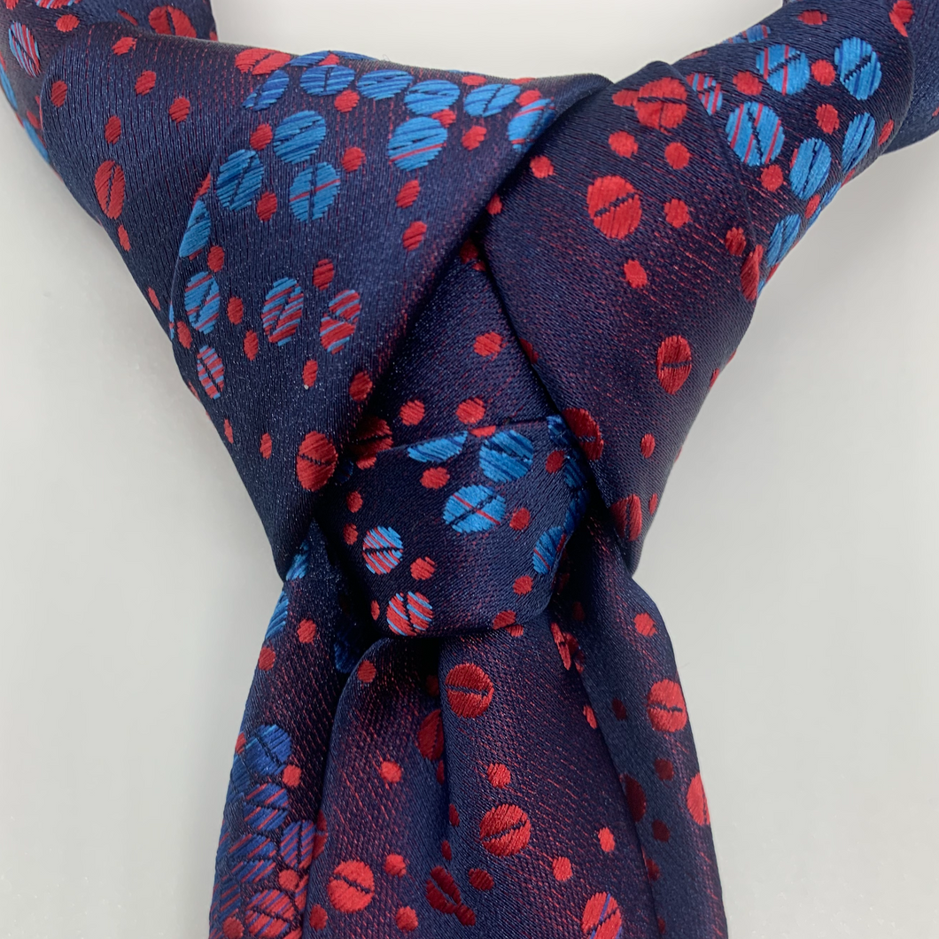 Merovingian Soie Blue/Red circles iridescent Slim Tie