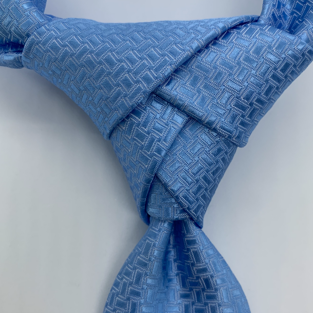 Eldredge Soie BabyBlue/accentuated rectangles Slim Tie